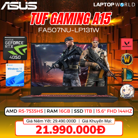 Asus TUF Gaming A15 FA507NU-LP131W: Laptop TOÀN DIỆN nhất phân khúc 22 Triệu