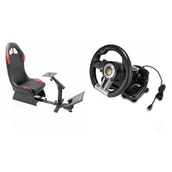 Combo Vô lăng chơi game PXN V3 Pro II Racing Wheel và Buồng lái xe VR giả lập APC PlayGame Racing SIM / Flight SIM Basic