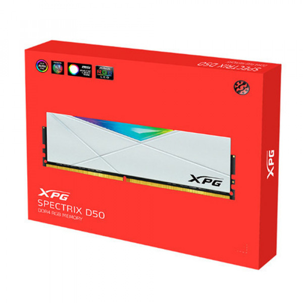 Ram PC Adata XPG Spectrix D50 RGB White 16GB (1x16GB) DDR4 3200Mhz (AX4U320016G16A-SW50)