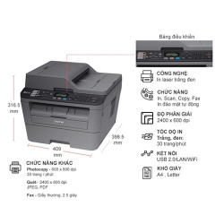 Máy in laser đen trắng Brother MFC-L2701DW (Print/ Scan/ Copy/ Fax PC)